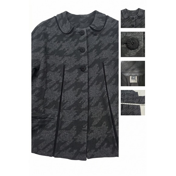 Marc By Marc Jacobs Jackets & Blazers - Marc‎ By Marc Jacobs Swing Coat Womens XS Gray Camo Knit Peter Pan Collar Jacket